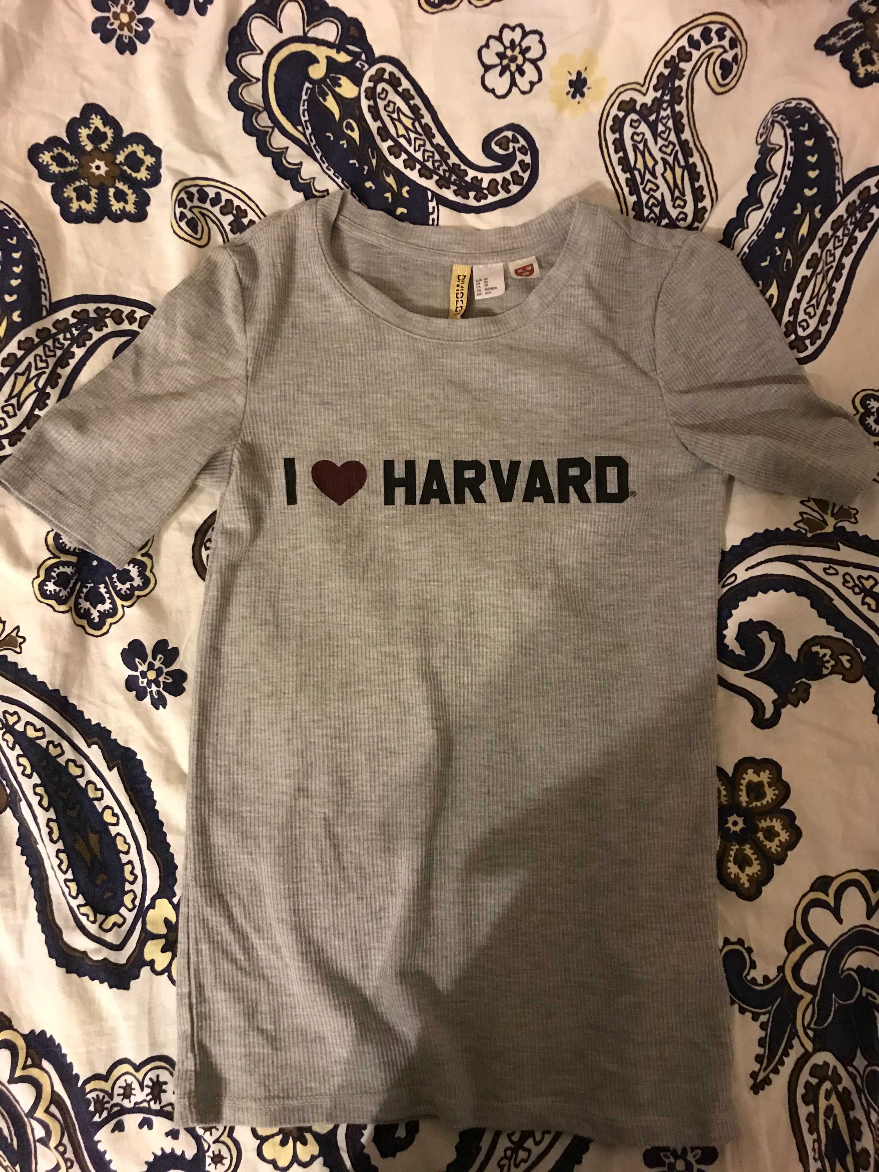 h&m zara bershka t-shirt prążkowany bawełna bluzka nadruk napis xs 34