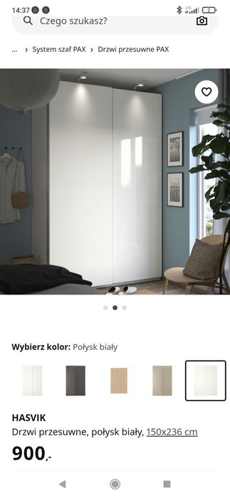 Drzwi przesuwne Ikea hasvik 150x236 połysk