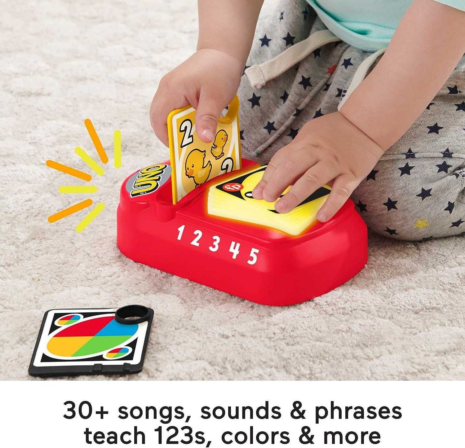 Інтерактивна іграшка Uno малюкам.Fisher Price Laugh музика та світло