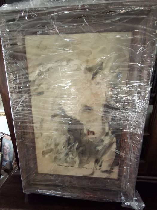 Quadro a óleo sobre madeira Ricardo Paula cavalo