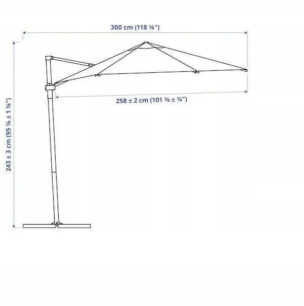 Parasol IKEA HOGON + obciążenie (Jula), biały, 270 cm