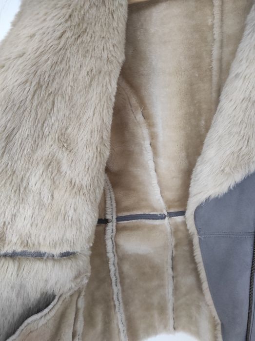 Stylowa Kurtka Kożuch IKKS szara z Futerkiem