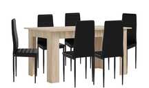 Conjunto de Mesa de Jantar + 6 Cadeiras Pretas (Novo)