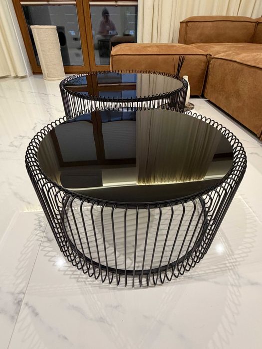 Komplet stolików kawowych 2 szt. czarne lustro WESTWING stan idealny