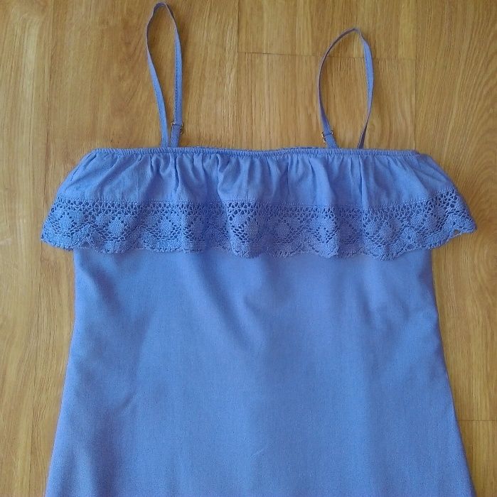 Sukienka Vila 36/S fioletowa falbanka lato impreza wesele ślub spacer