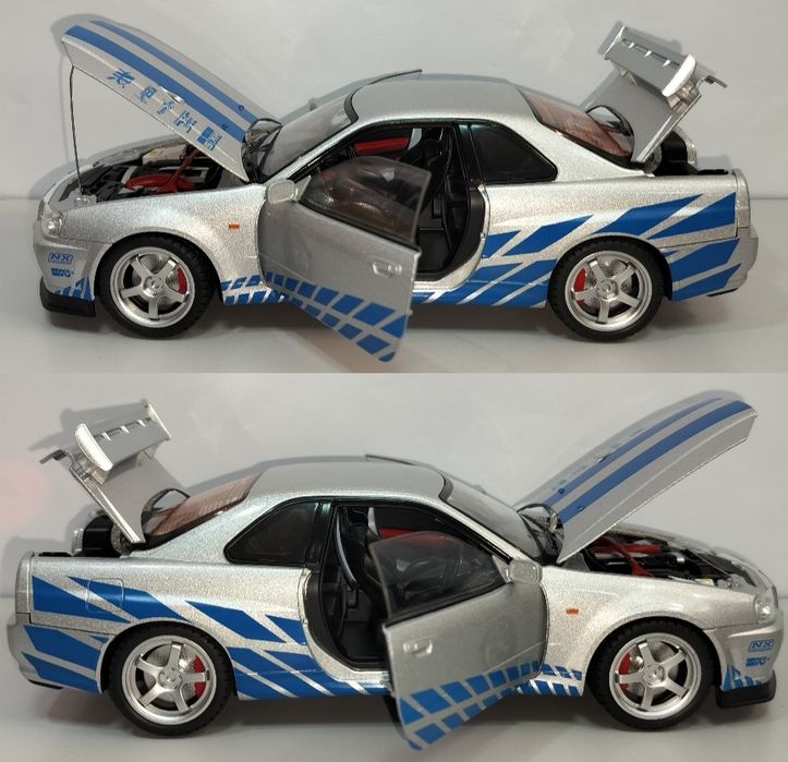 Nissan Skyline GT-R R34 модель 1:18 Jinlifang Металл звук свет