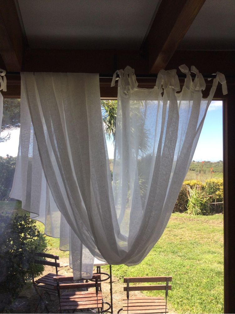 Cortinas em linho com atilhos