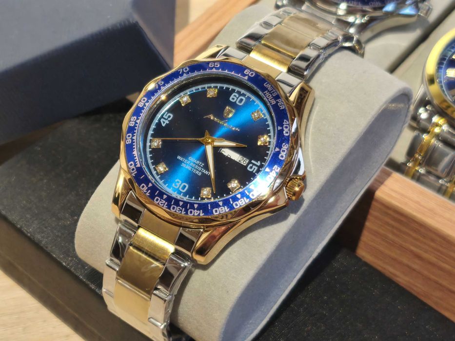 Elegancki zegarek kwarcowy Homage Rolex Proedgar srebrno złoty 99 NOWY
