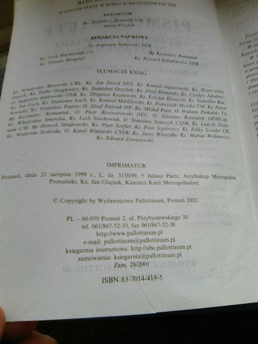 Pismo Święte  Biblia Tysiąclecia Pallottinum / 2002 /