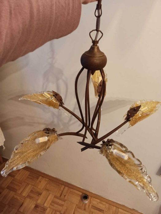 Złoto/bursztynowy żyrandol