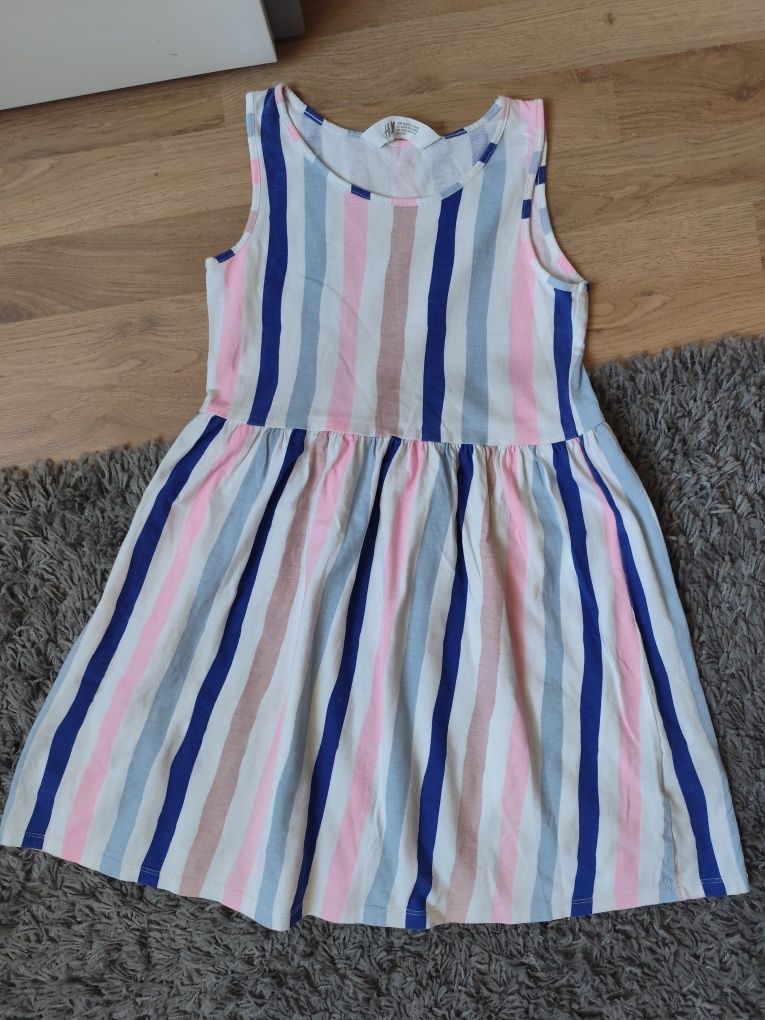 Sukienka dla dziewczynki bez rękawów w paski H&M r. 134/140