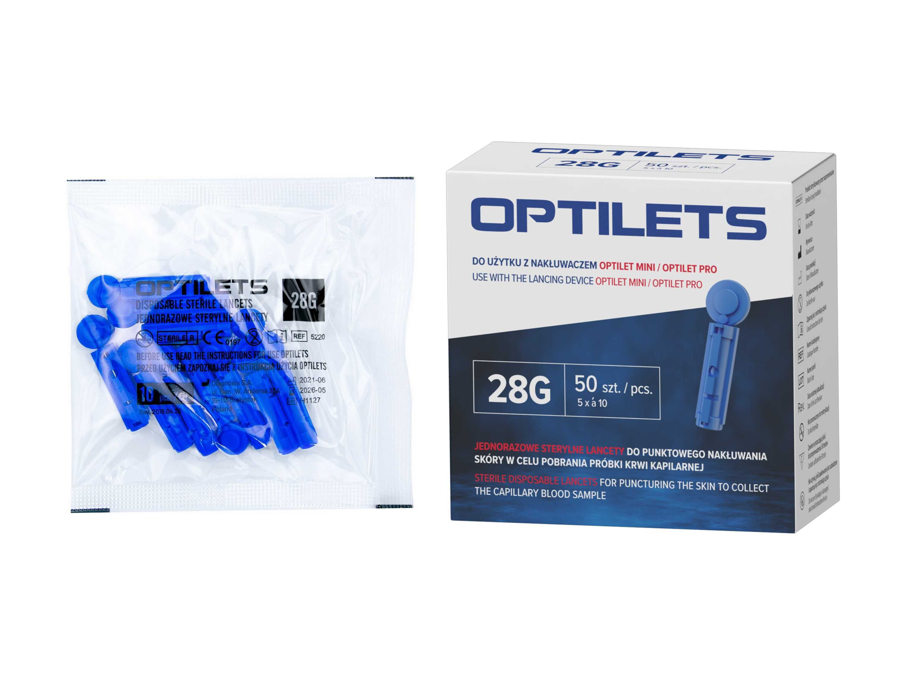 Glukometr Bluetooth ABRA SMART + 50 PASKÓW + 70 LANCETÓW – biały
