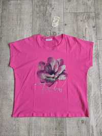 Bluzka t-shirt różowa fuksja bawełna