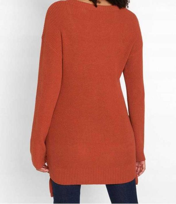 Ciążowa tunika sweter, wiązane boki bawełna 36/38