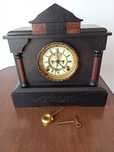 Zegar kominkowy,marmur sygnowany,patentet1882 Ansonia Clock New York