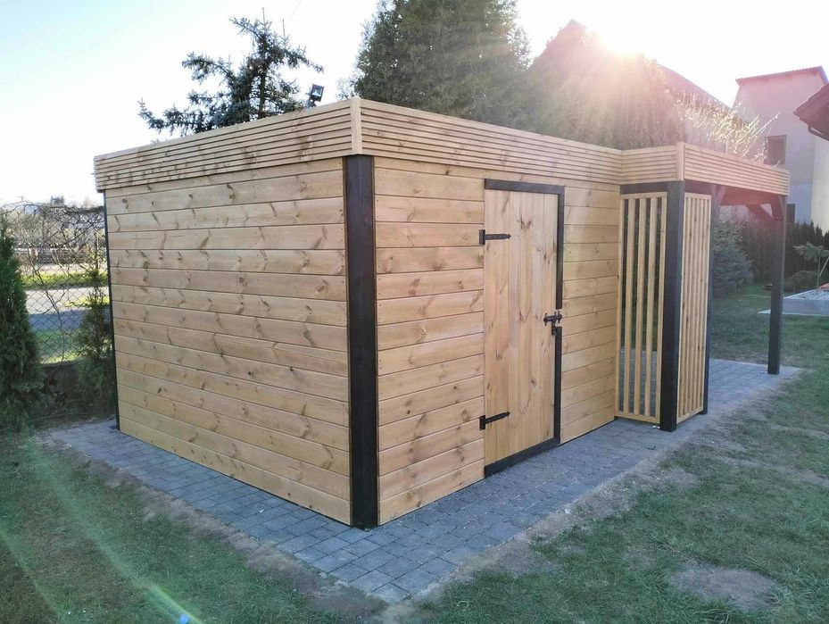 Nowoczesny Domek narzędziowy z Altanką 2w1 "Bocian" 3X6