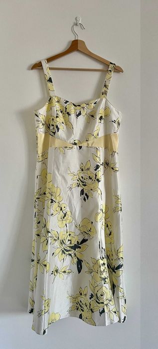 Elegancka biała sukienka w żółte kwiaty roz. 14