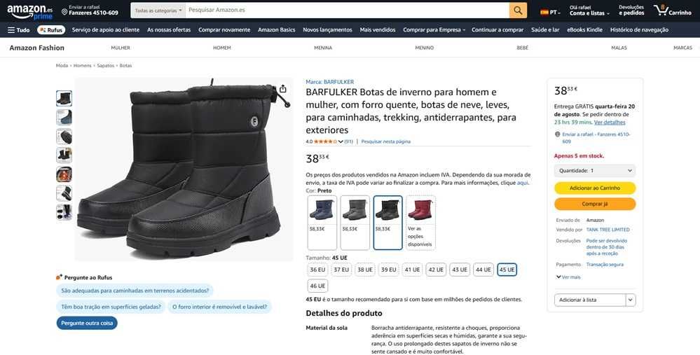 Barfulker Botas de inverno unisexo tam:45 (278)