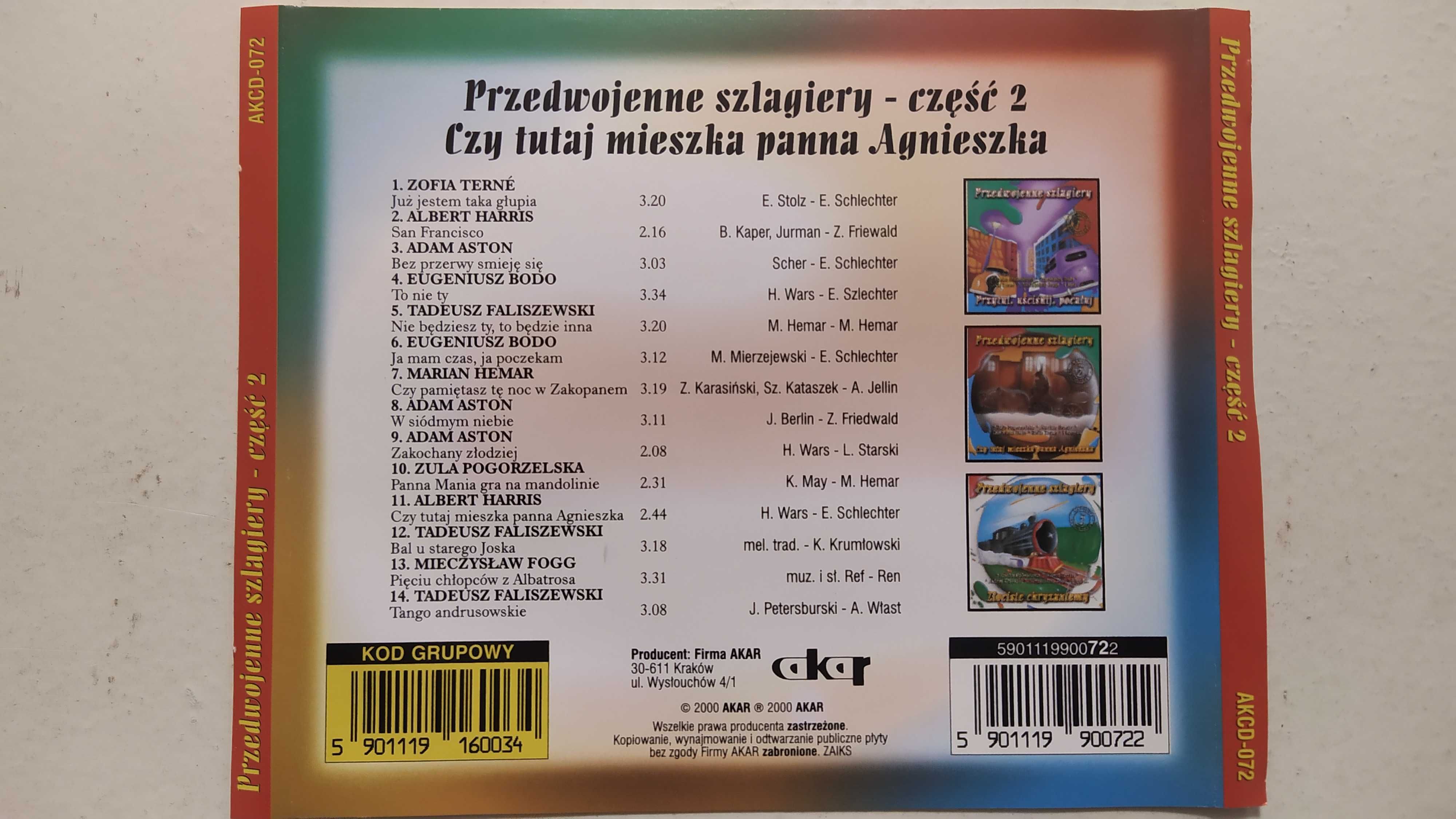 Przedwojenne Szlagiery cz 2 Czy tutaj mieszka panna Agnieszka CD