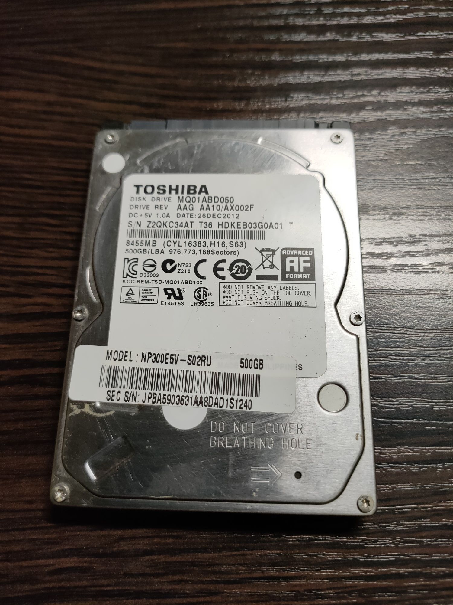 жорсткий диск Toshiba MQ01ABD050 – 500 ГБ, робочий стан