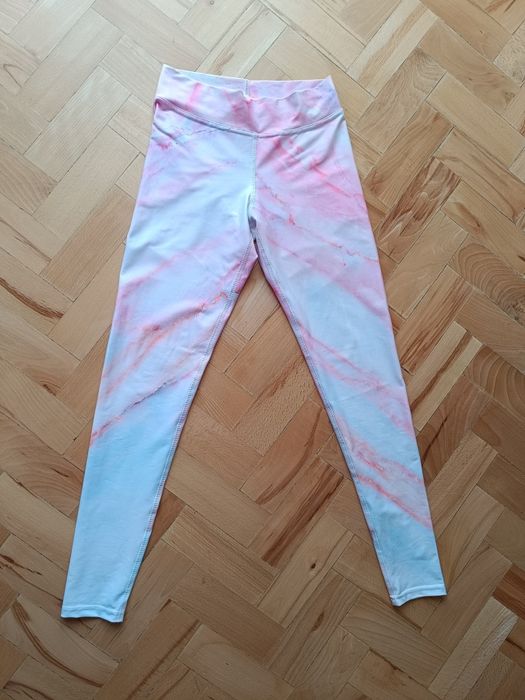 Leginsy Zo Han marmurkowe różowo - niebieskie r. S