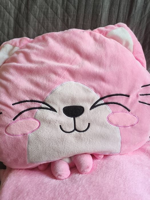 Poduszka z kocem różowy kot