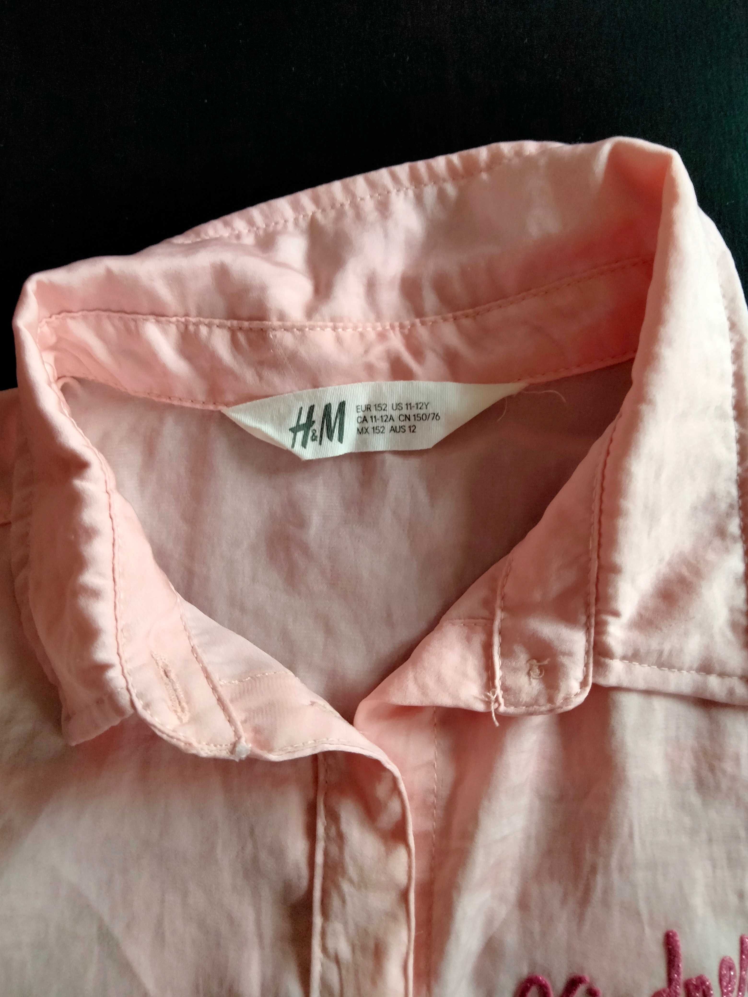 Nowa koszula H&M satynowana pudrowy róż rozm. 152