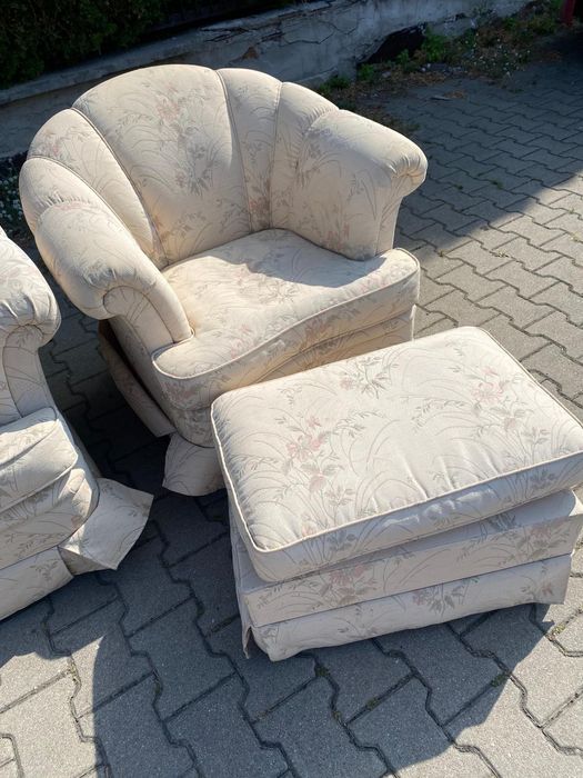 Stylowy wypoczynek z Niemiec Sofa + fotel + podnóżek DOWÓZ DO DOMU