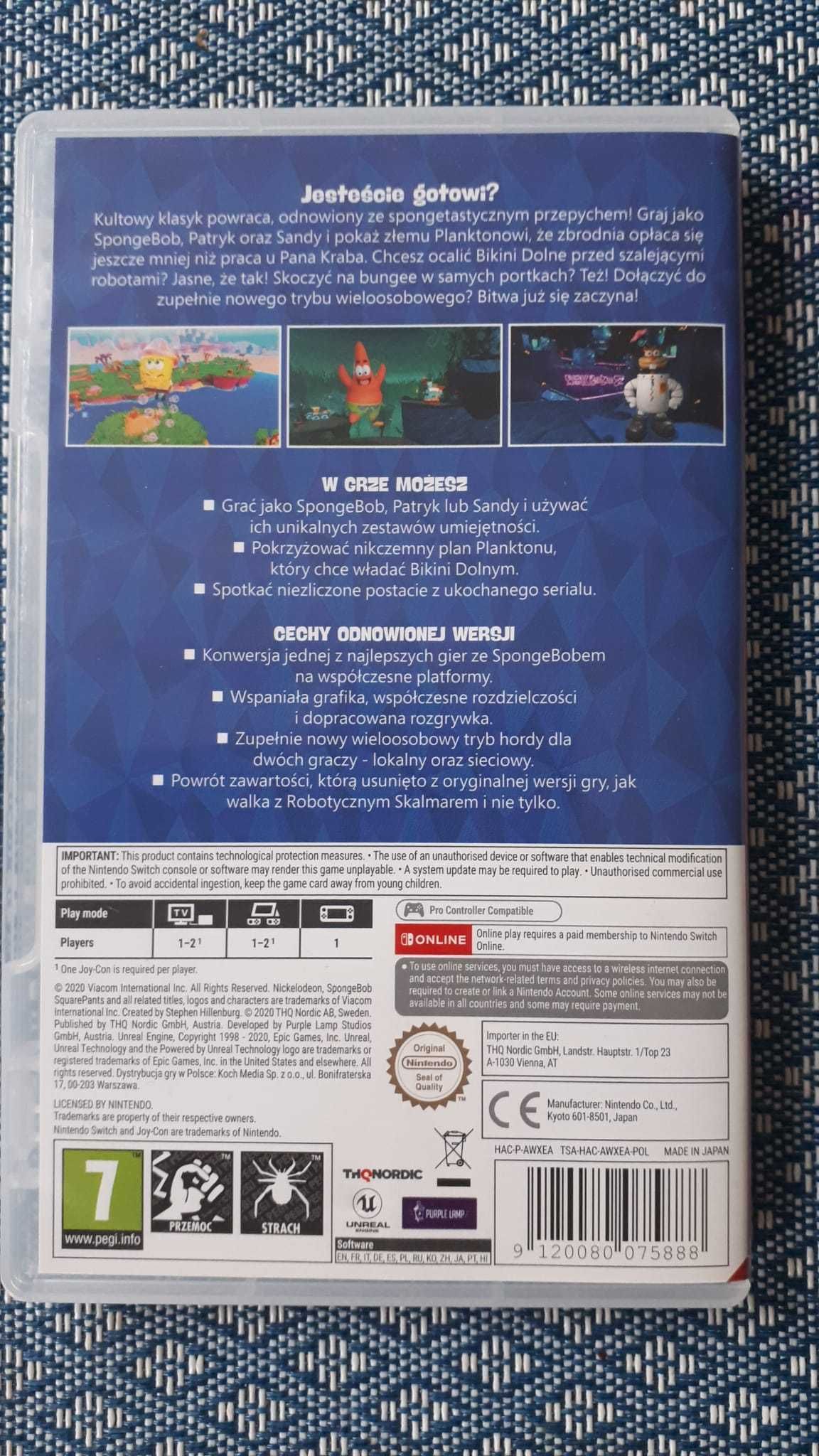 Spongebob Kanciastoporty - Nintendo Switch - Wrocław, używana