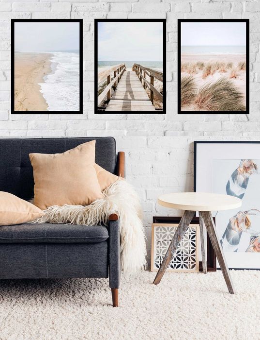 50x40 obrazy w ramie plakaty ramka PLAŻA FALE TRAWA PIASEK BOHO