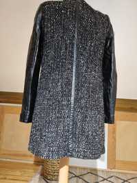 Casaco Tweed Zara com mangas em pele S