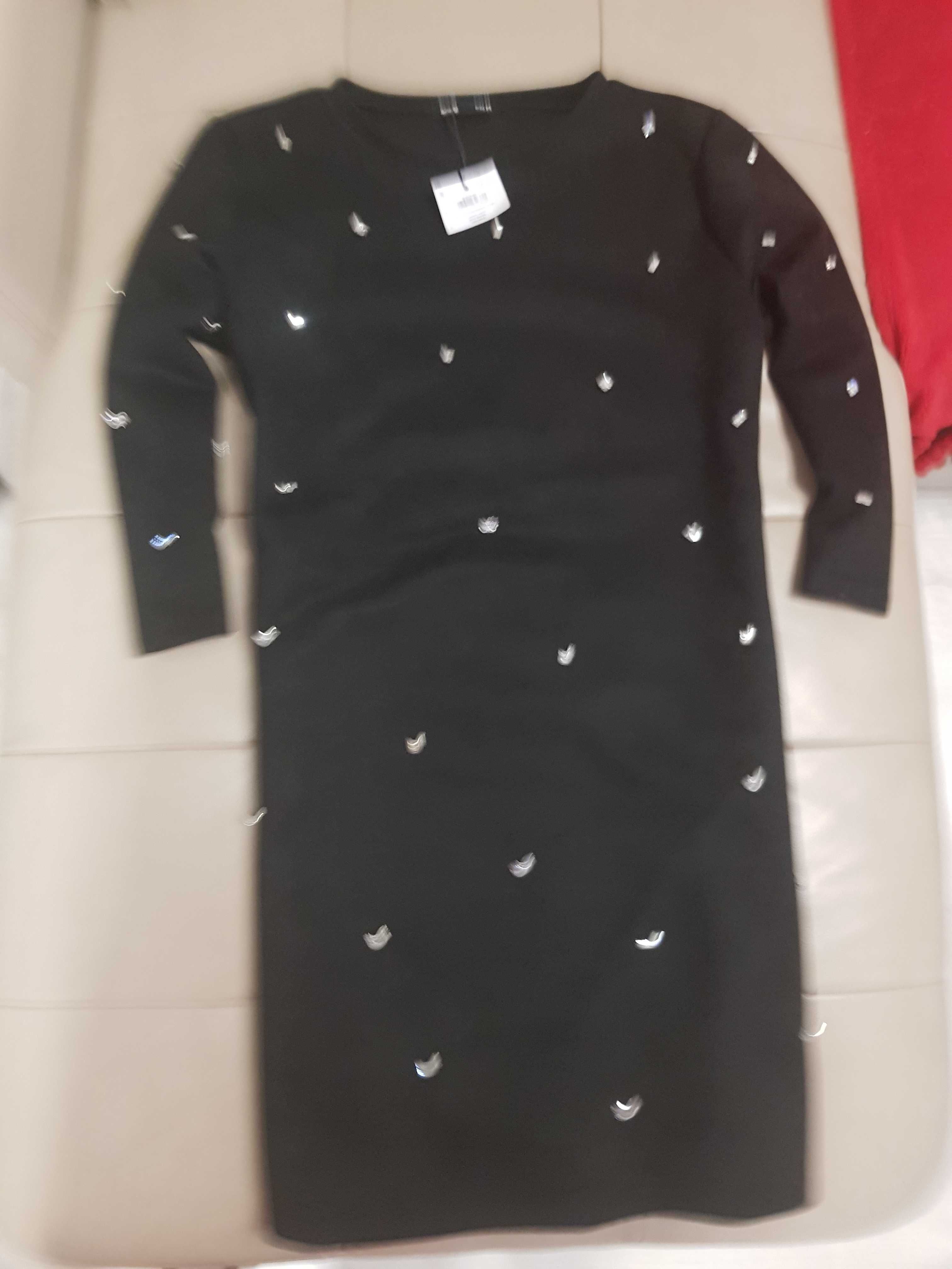 wyjatkowa czarna-lsniace diamenciki  tunika-sukienka NOWA z metka