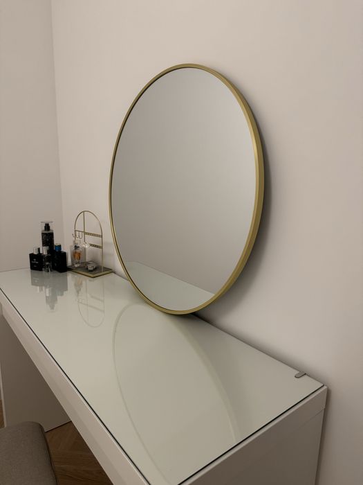 Lustro LED okrągłe 70cm złote w aluminiowej ramie