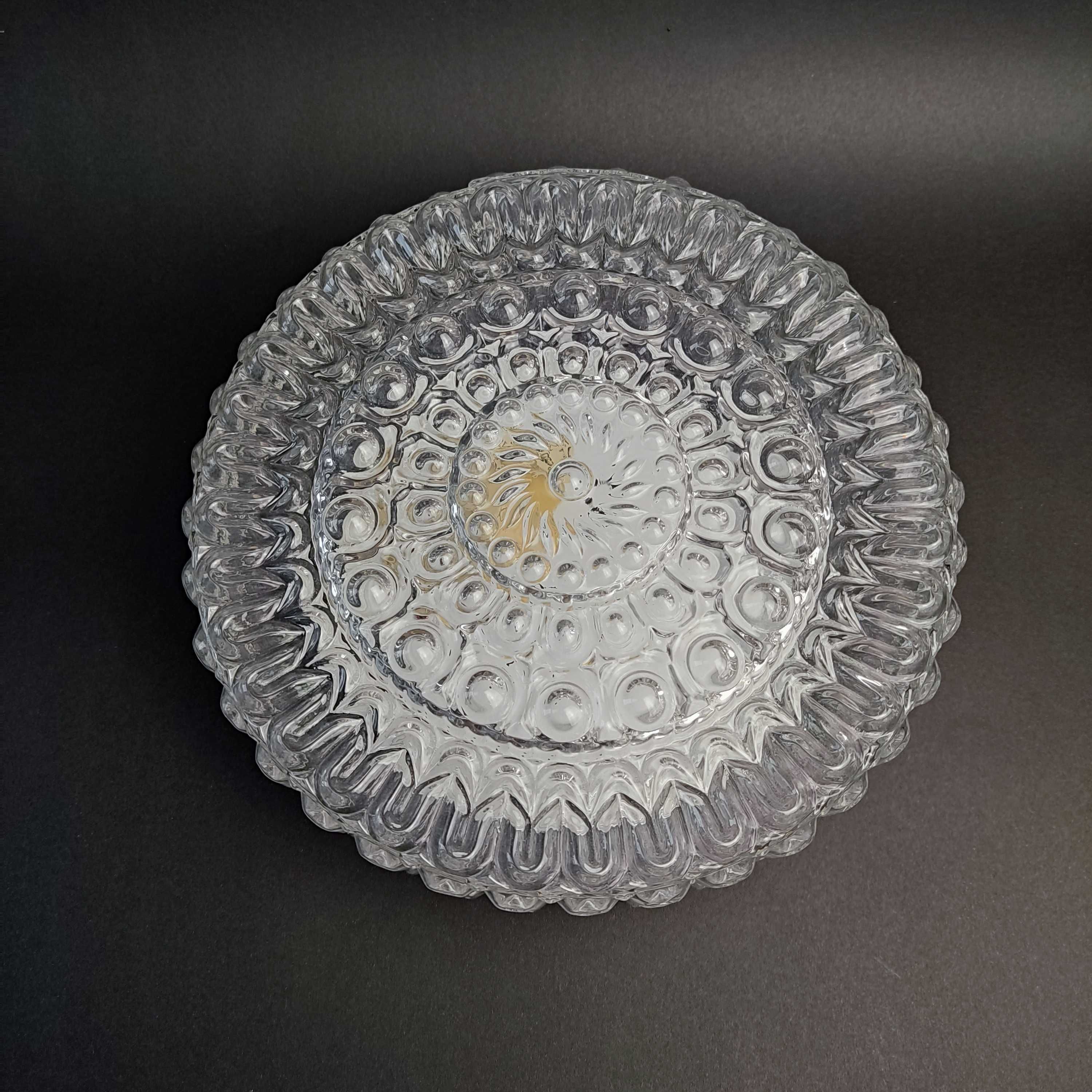 Duży plafon-kinkiet szklany okrągły , szkło "bubble glass" , stan bdb