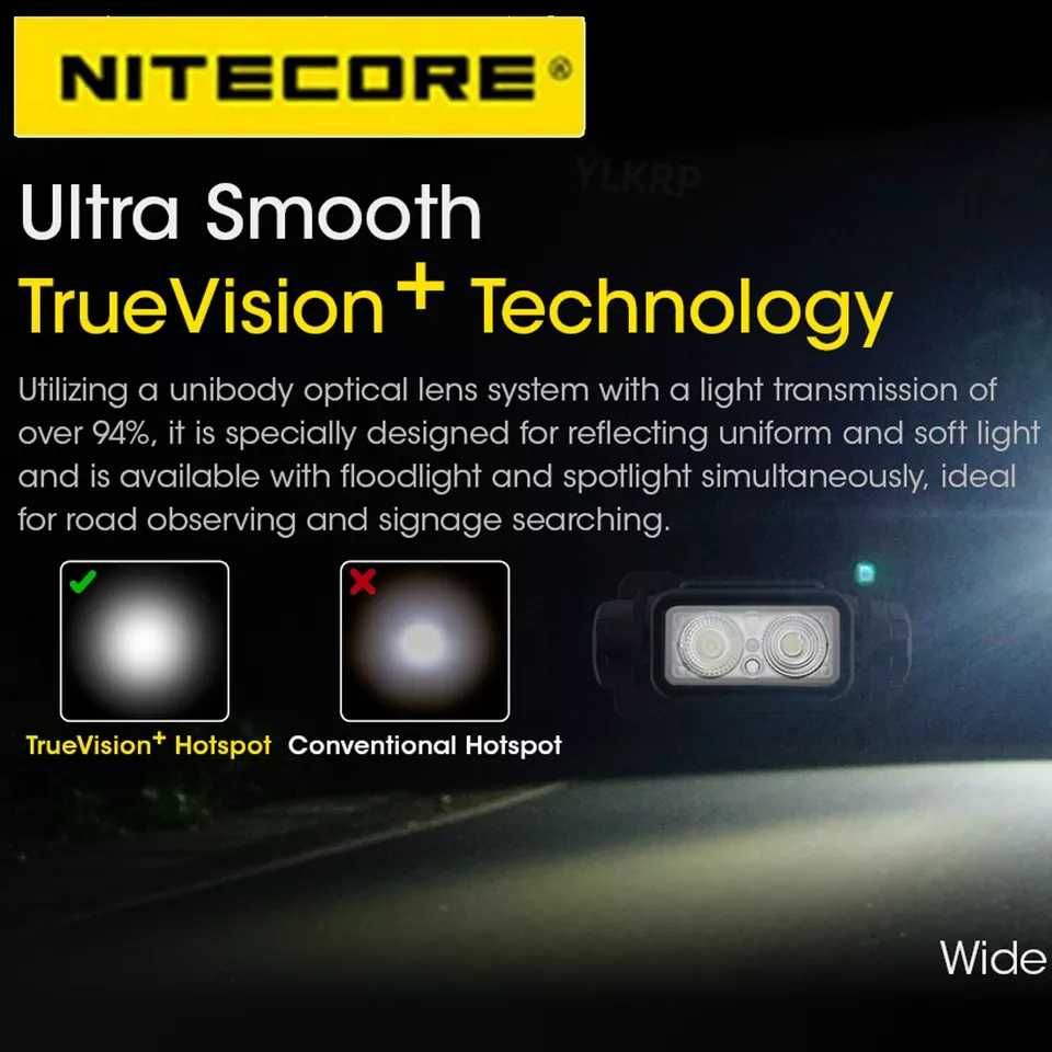 Налобный фонарь Nitecore NU43 1400 лм, Красный свет,зарядка за 2 часа.