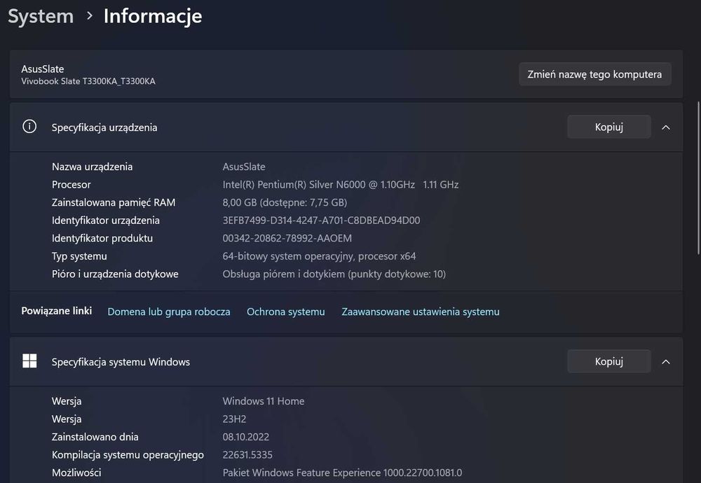 ASUS Vivobook Slate 13 T3300KA OLED