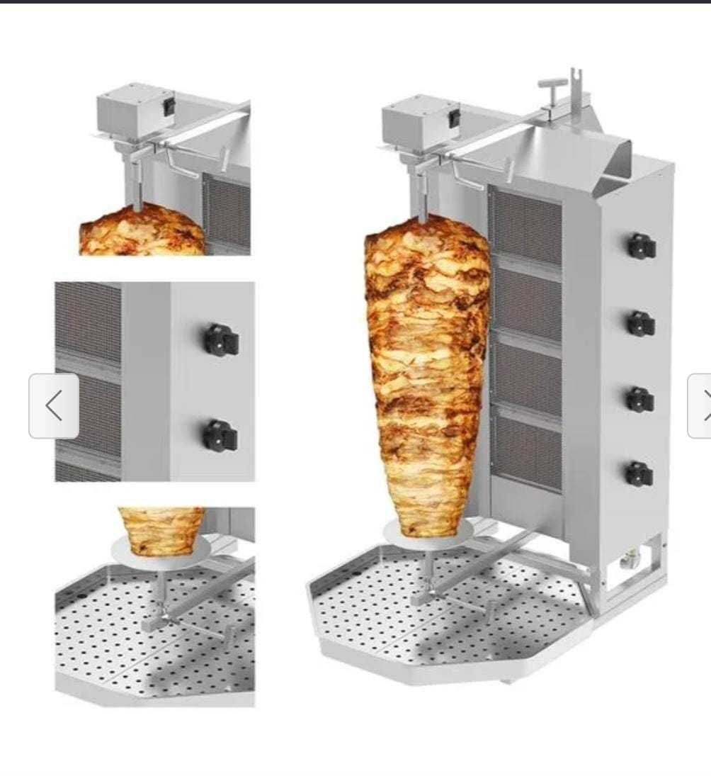 Kebab grill potis - 4 burners - maximum 60 kg - incl. protection sheet