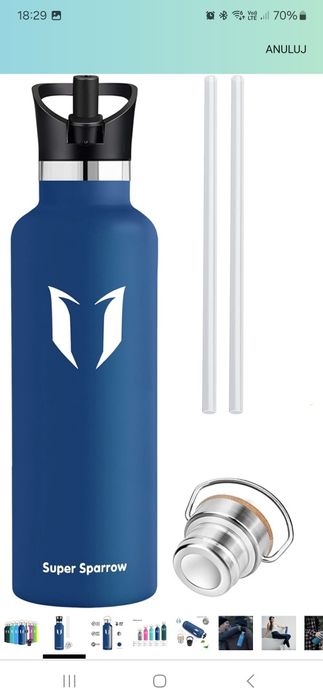 Super Sparrow Butelka na wodę ze stali nierdzewnej 1000ml