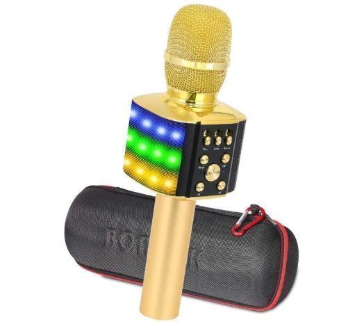 Mikrofon karaoke BONAOK Wireless Bluetooth z kolorowymi diodami LED
