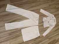 Biały garnitur ze spodniami i spódnica , rozmiar 36