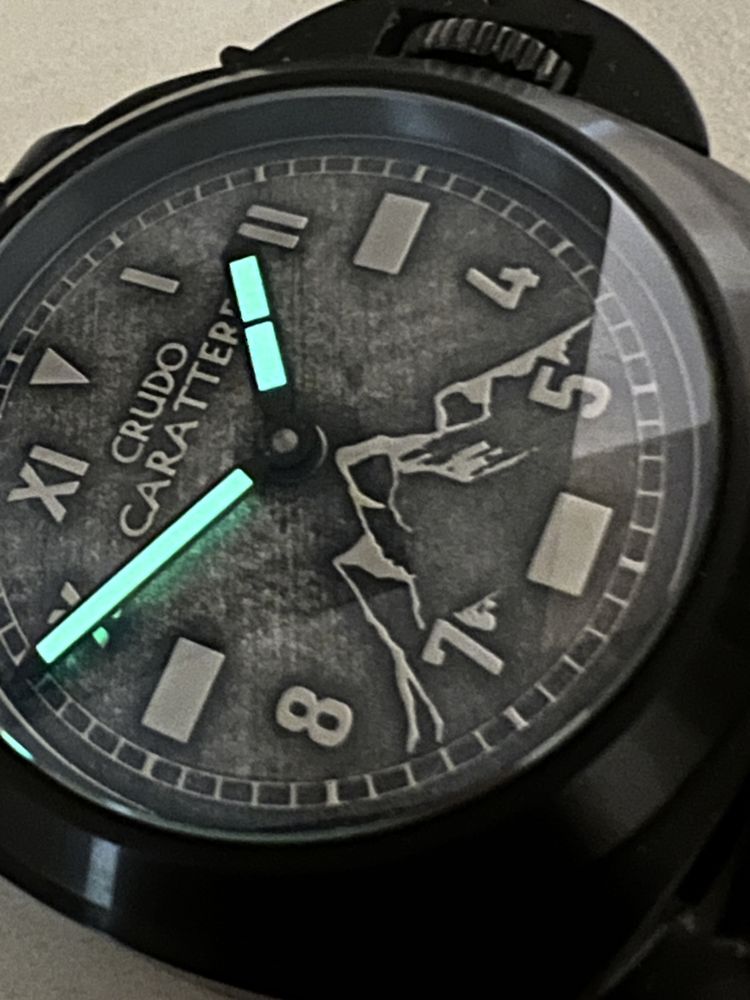 Zegarek mechaniczny 44mm  Crudo Carattere Nero Unitas Eta 6497