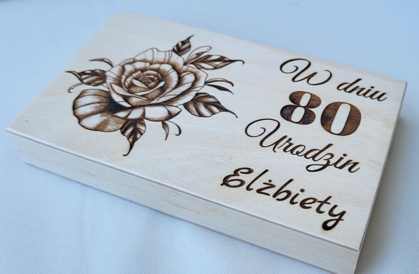 Drewniana koperta Prezent 80 urodziny Pamiątka 80 pudełko na pieniądze
