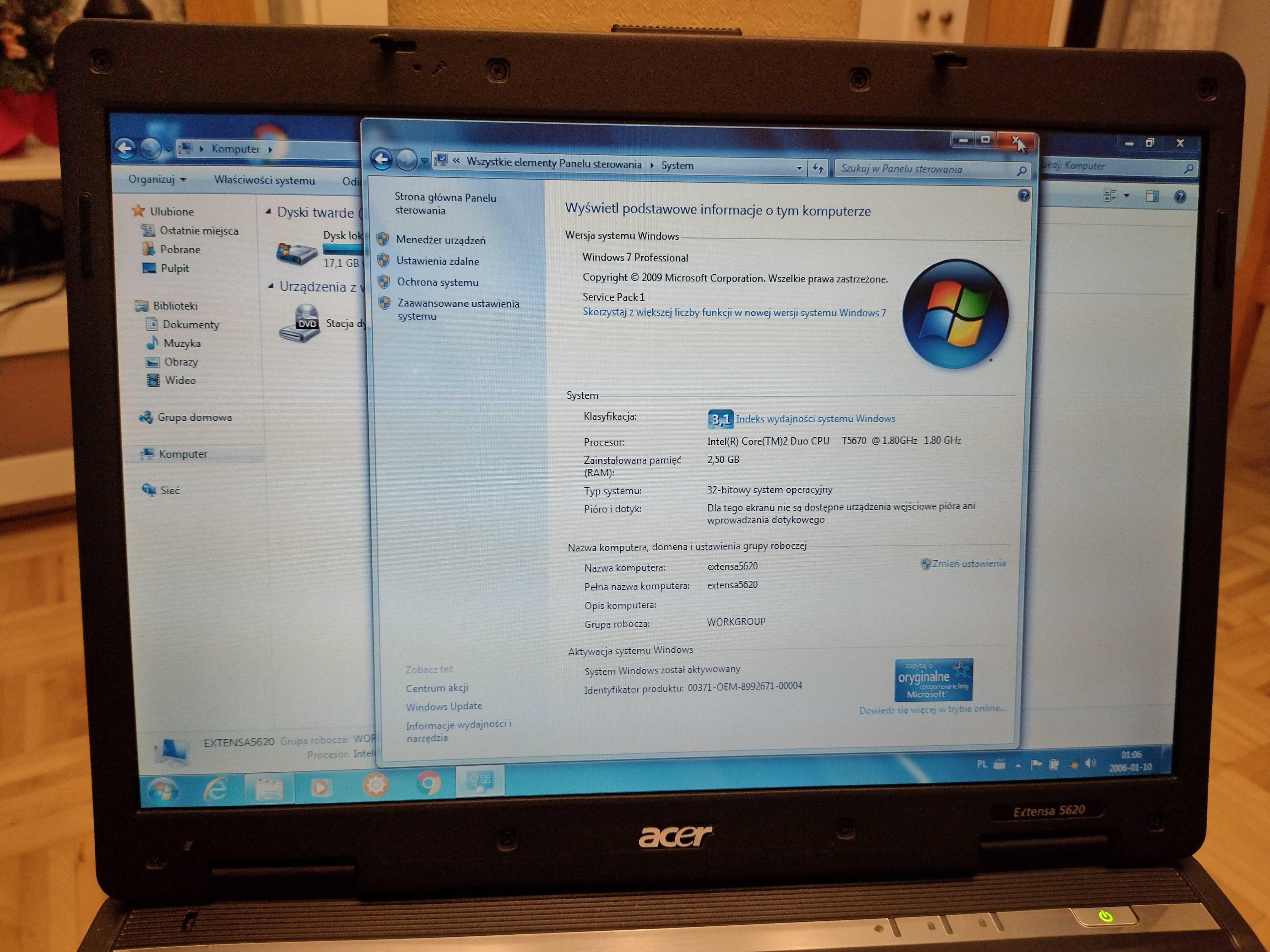 laptop Acer Extensa 5620