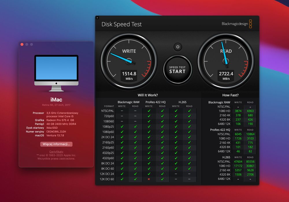 Apple iMac 27-calowy Retina 5K 2017 Intel i5 48GB RAM Stan Idealny