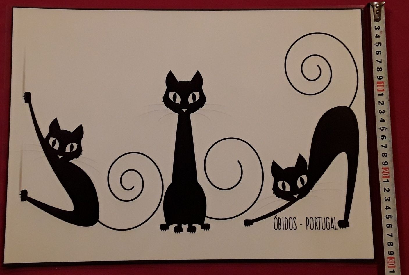 Par de individuais de mesa plastificados, decorados com gatos