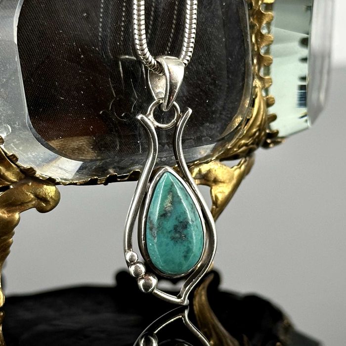 Srebro - Srebrna przywieszka do łańcuszka z Turkusem - próba 925