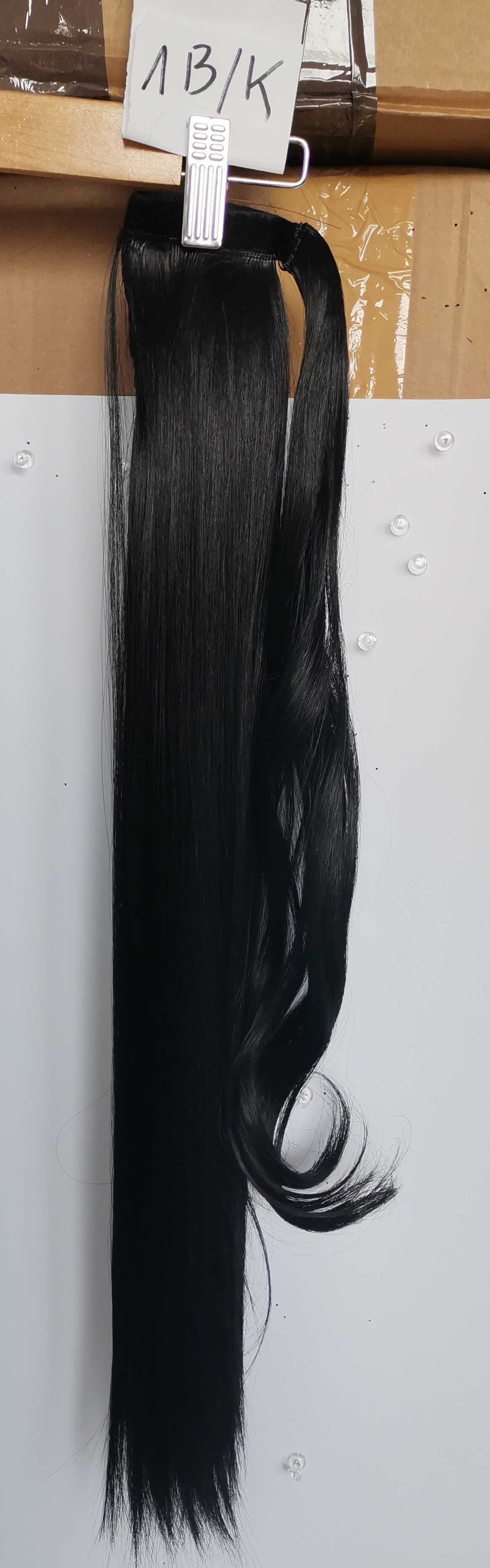 Doczepiane włosy, treska, kucyk czarny 1b 60 cm