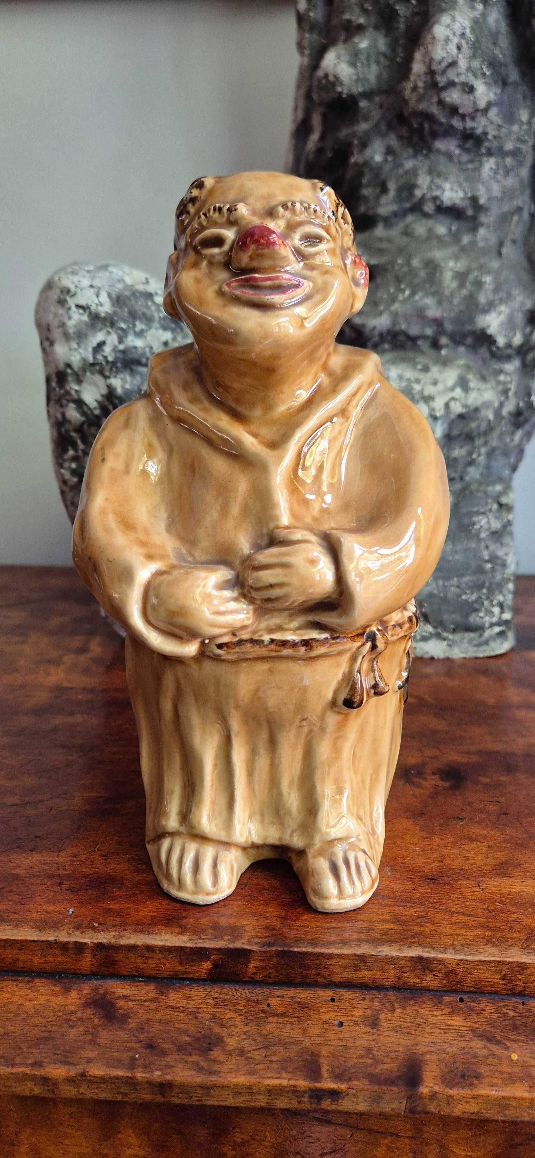 Ceramiczna butelka karafka na brandy barbotine sygnowana Vercor dekor