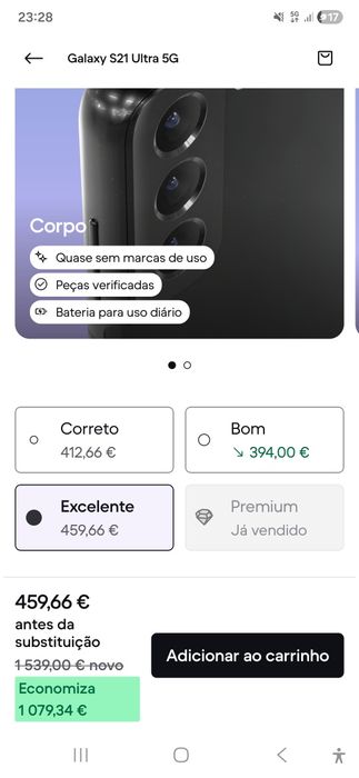 S21 ultra 5G  -  16gb/ 512gb - PREÇO  EXCELENTE 5* menos 100€