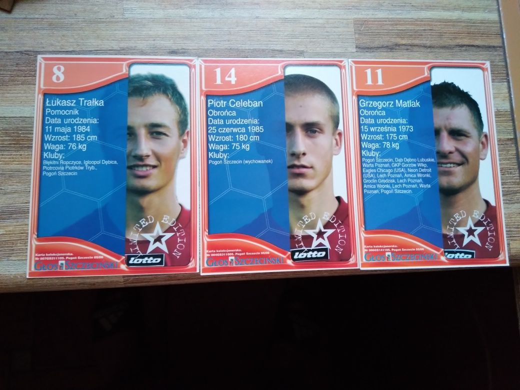 Pogoń Szczecin 3 karty kolekcjonerskie sezon 2005/06